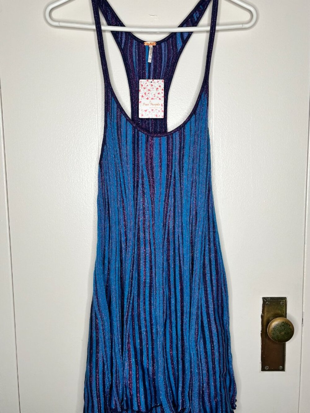 Free People Blue Purple Sparkle Swing Dress Large